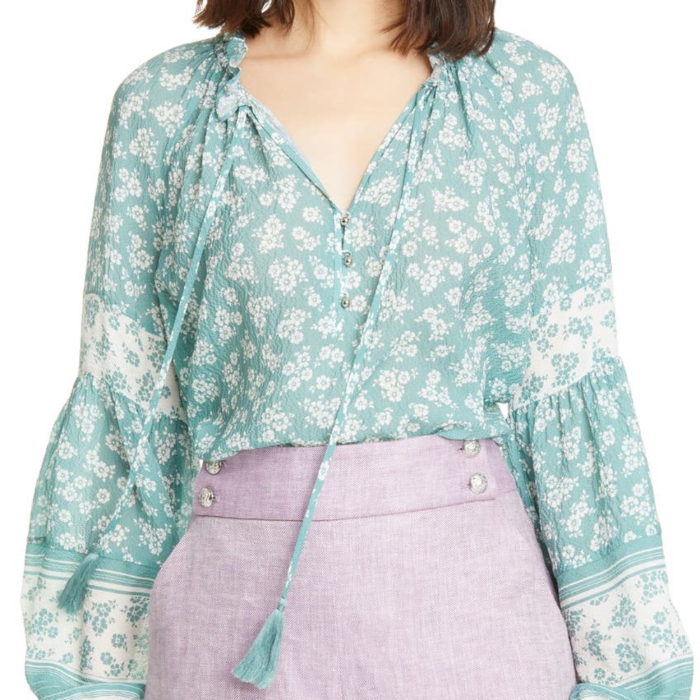 NWT$458 VERONICA BEARD Kalina Floral Print Silk blouse Top
